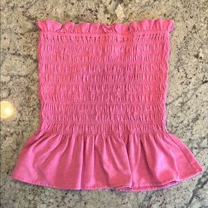Lilly Pulitzer Pink Smocked Stretchy Summer Tube Top w Ruffle Sz S